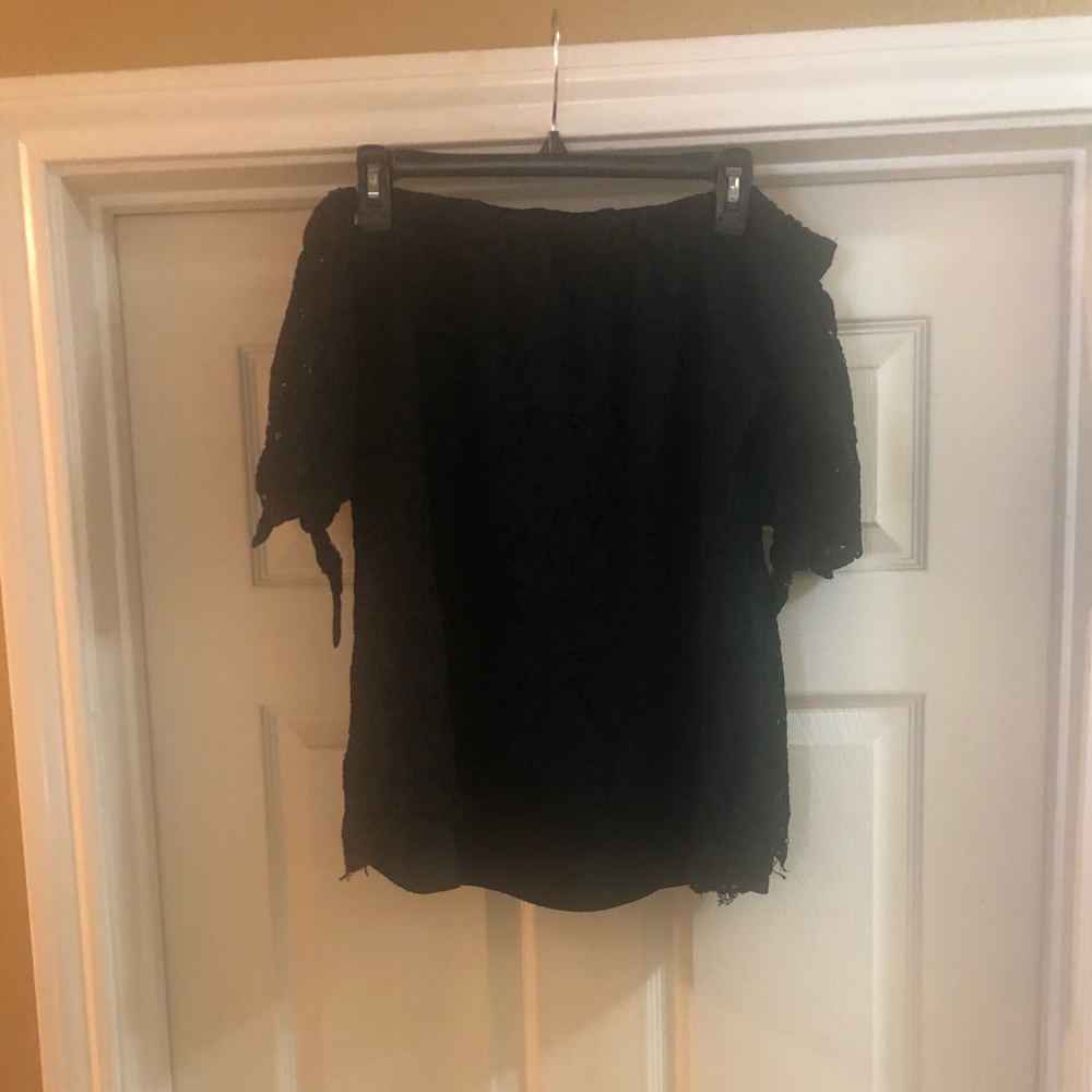 Black lace off the shoulder top